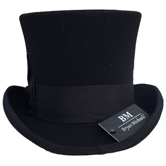 100% Wool Authentic Tuxedo Top Hat Men's , Black, Victorian Halloween Hat - Picture 2 of 7